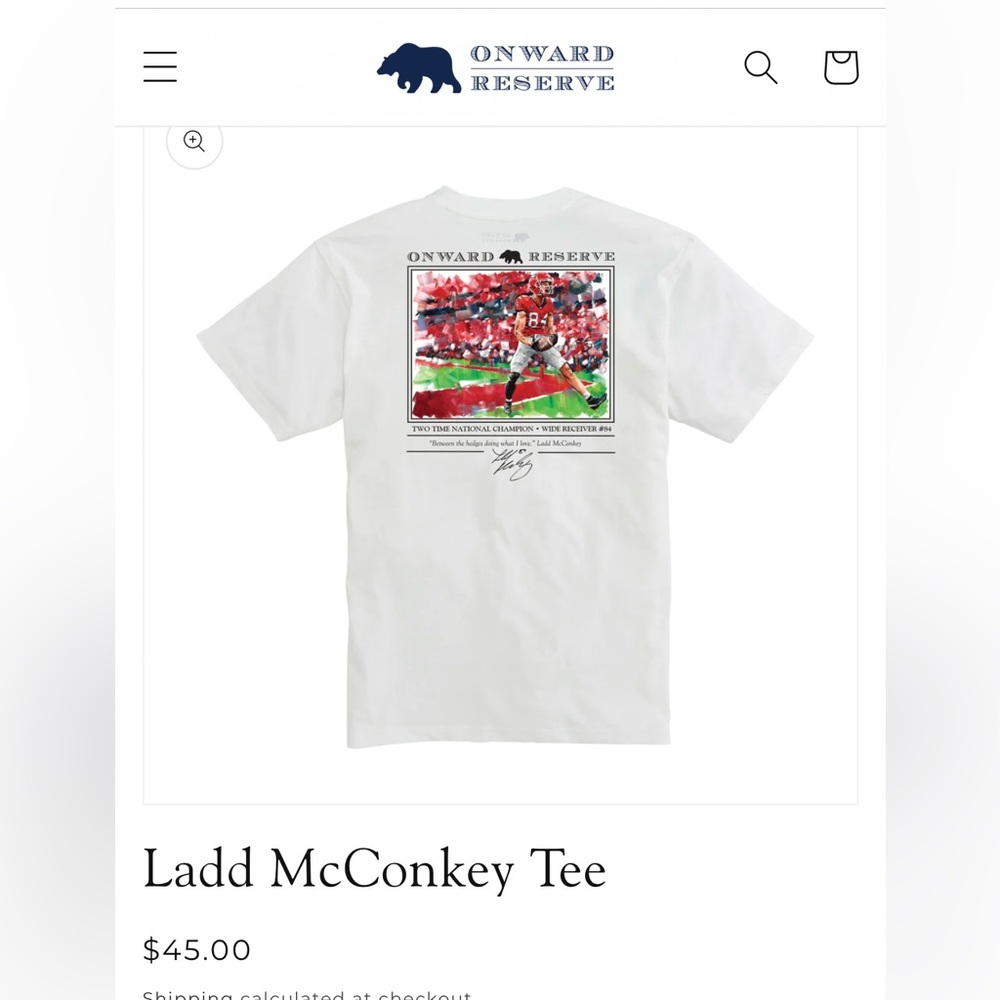 Onward Reserve white Ladd McConkey tshirt size small (new)